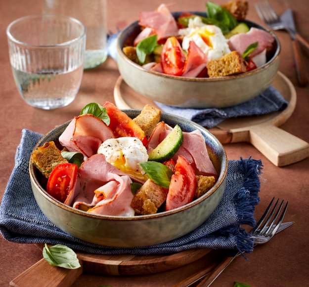 Recept Panzanella salade met gebraden Italiaanse ham